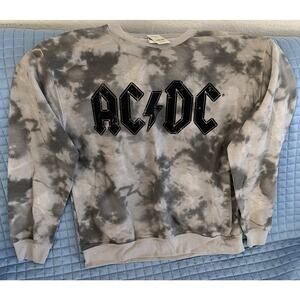 AC/DC Sweatshirt Junior Size L/G11-13 Gray Tie Dye Graphic Long Sleeve Rock 2018